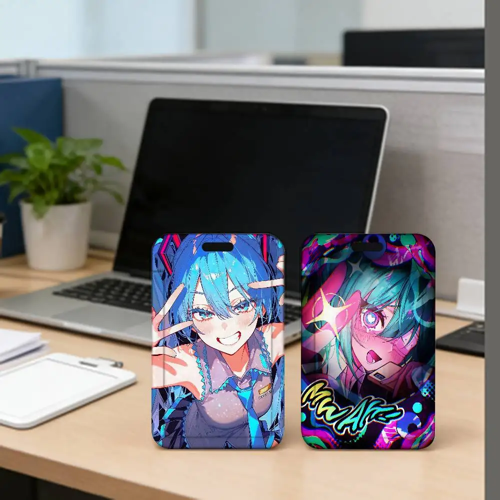 Anime H-Hatsunes M-MikU ID Badge Card Holder Lanyard Kids Credit Card Case Neck Strap Door Card Holder Credentials Gift