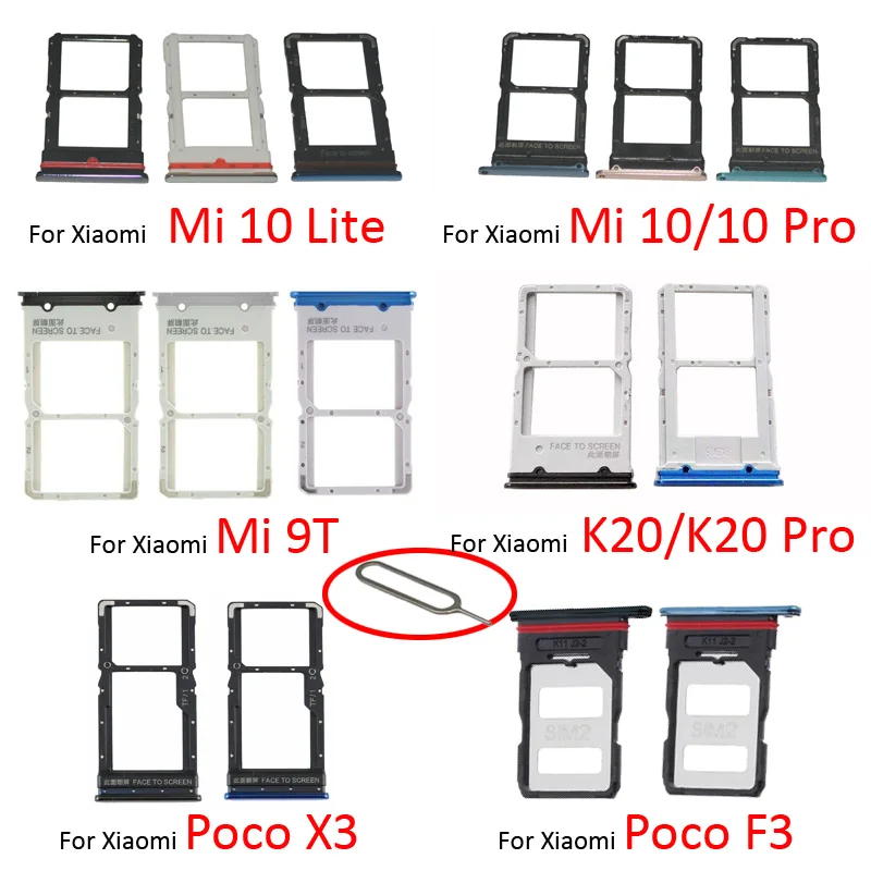 SIM Tray Slot For Xiaomi Mi 9T 10 Pro Lite Redmi K20 Pro Phone SIM Chip SD Card Holder Drawer For Poco X3 F3