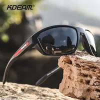 KDEAM All Black Fishing Sunglasses Gafas de sol deportivas de rendimiento polarizadas para hombres TR90 con estuche de calavera Categoría 3