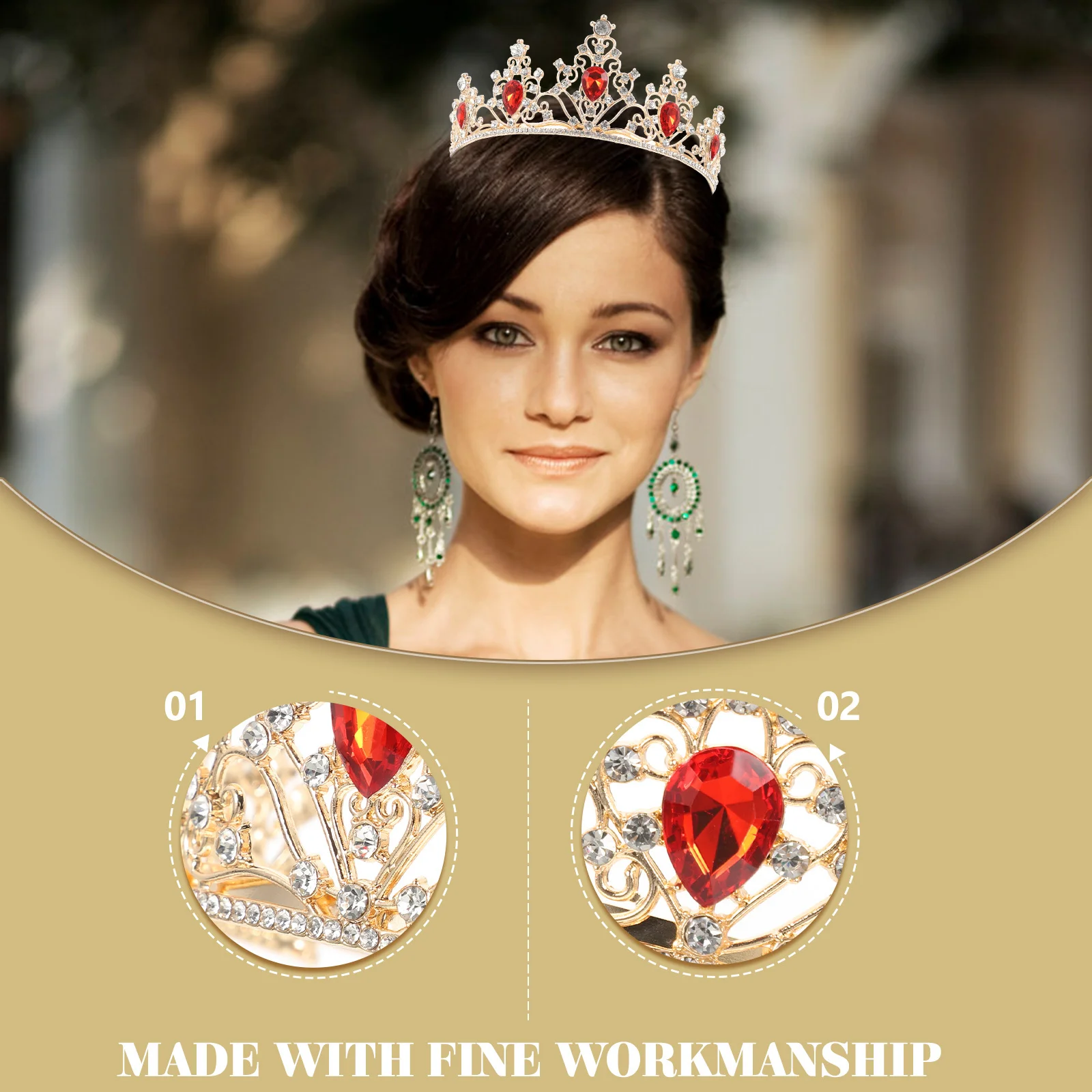 우아한 빈티지 신부 티아라 왕관 매력적인 반짝이는 웨딩 헤드피스 신부 들러리 연회 사진 촬영 액세서리