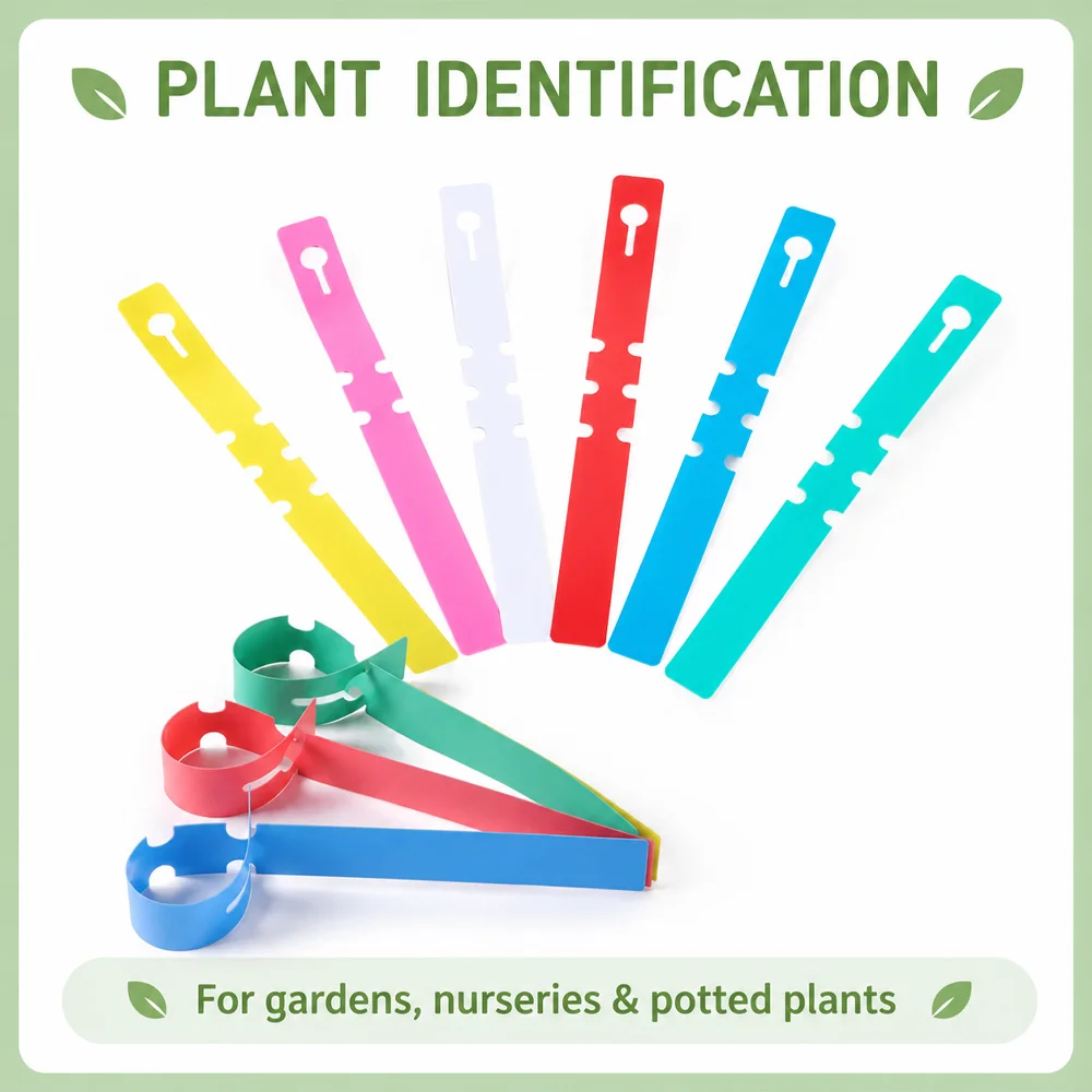 50/100PCS Kunststoff Einstellbare Schnalle Pflanzen Etikett 6-farbe Gartenarbeit Etiketten Beschreibbare Tag Bonsai Sämling Blume identifizierung Mark – Detail 2