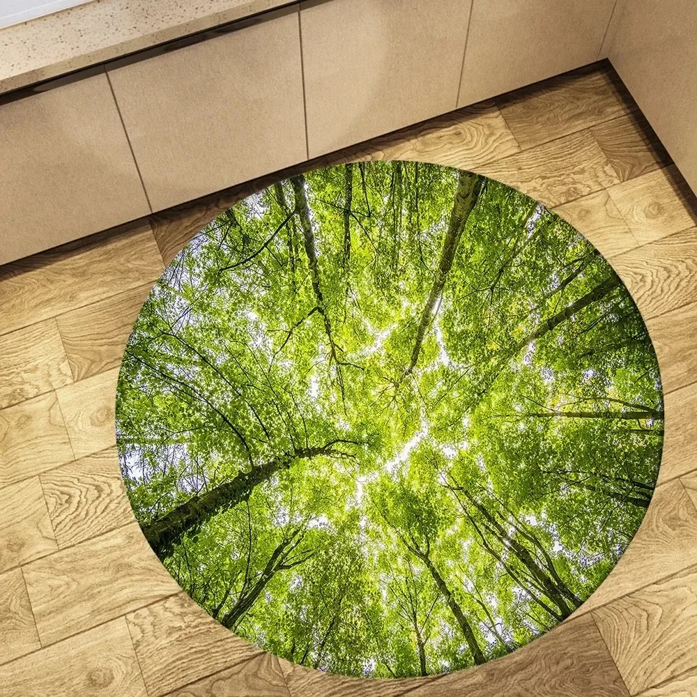 

Crystal Velvet Forest Landscape Round Rug,Tree Print Non-Slip Floor Mat for Living Room,Bedroom,Dorm,Home Decor,Circle Area Rug