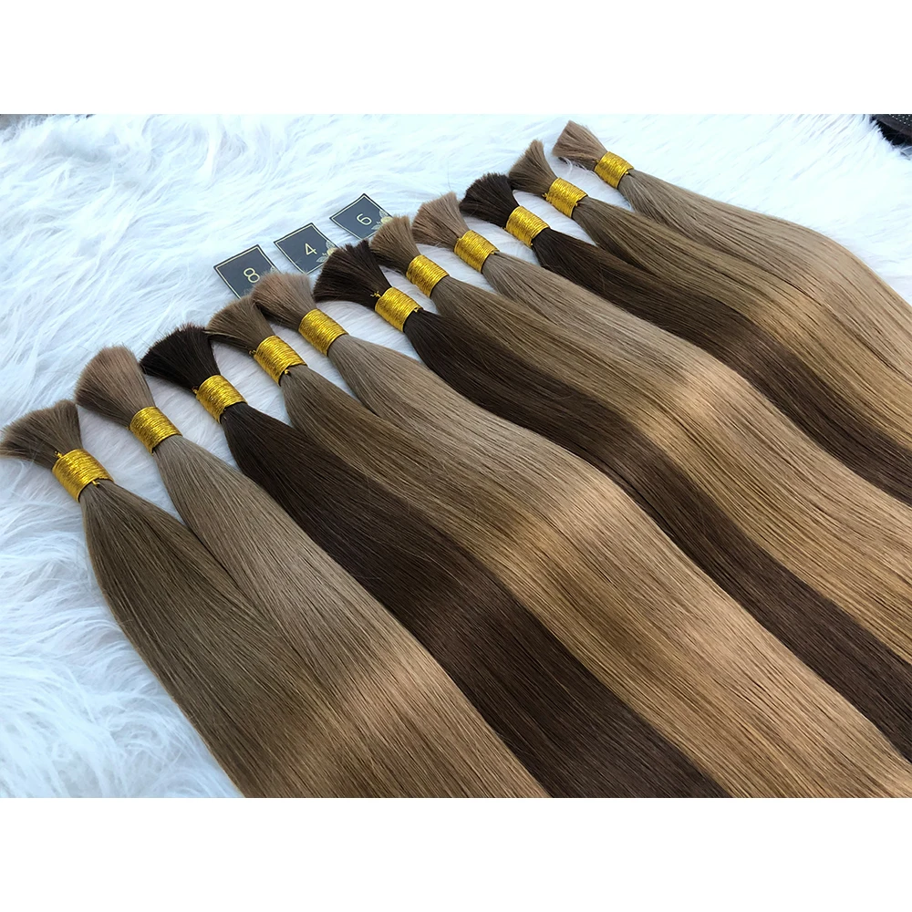 Double Drawn Russian Hair Real Human Hair High Quality Virgin Cuticle Aligned Straight Hair Bulk for Braiding