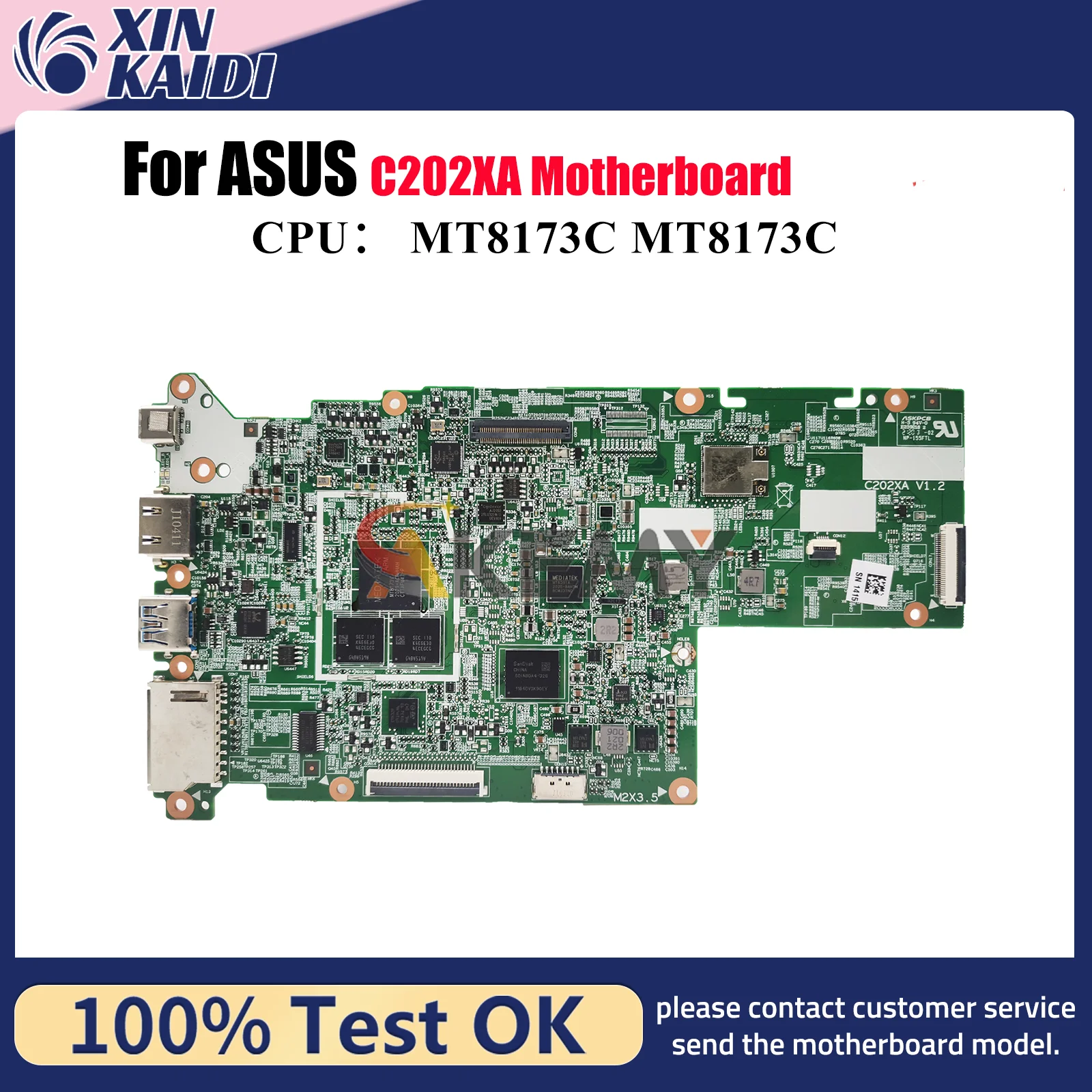 

C202XA Laptop Motherboard For ASUS Chromebook C202X C202XA Notebook Mainboard With MT8173C 100% tests OK fast shipping stk