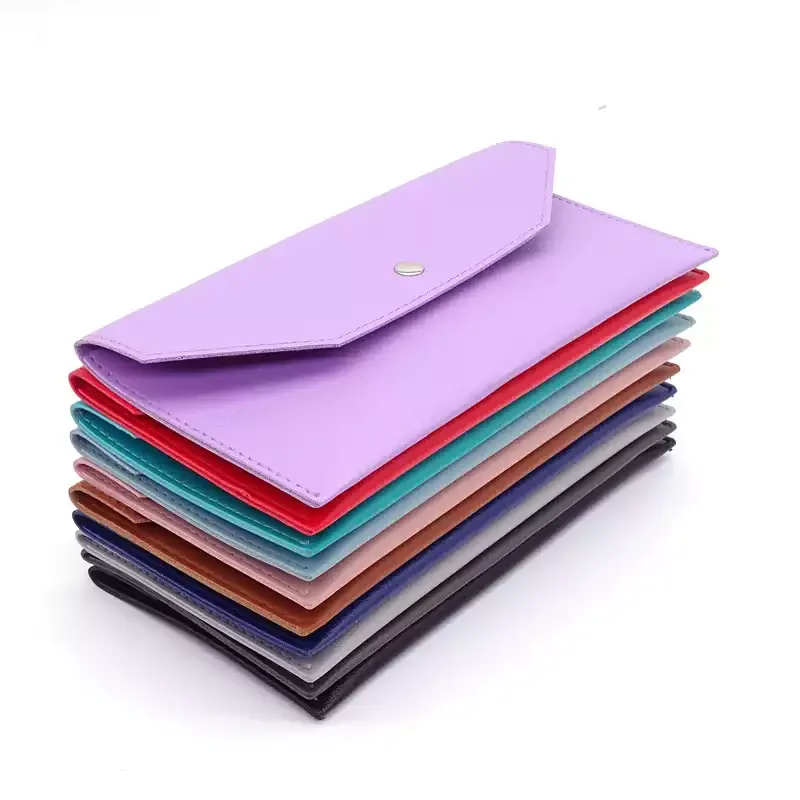 1PC Womens Wallet Reusable Money Clip Wallet Cash Bank Card Envelope Storage Bag with Card Slot Portable Leather Wallet Men
