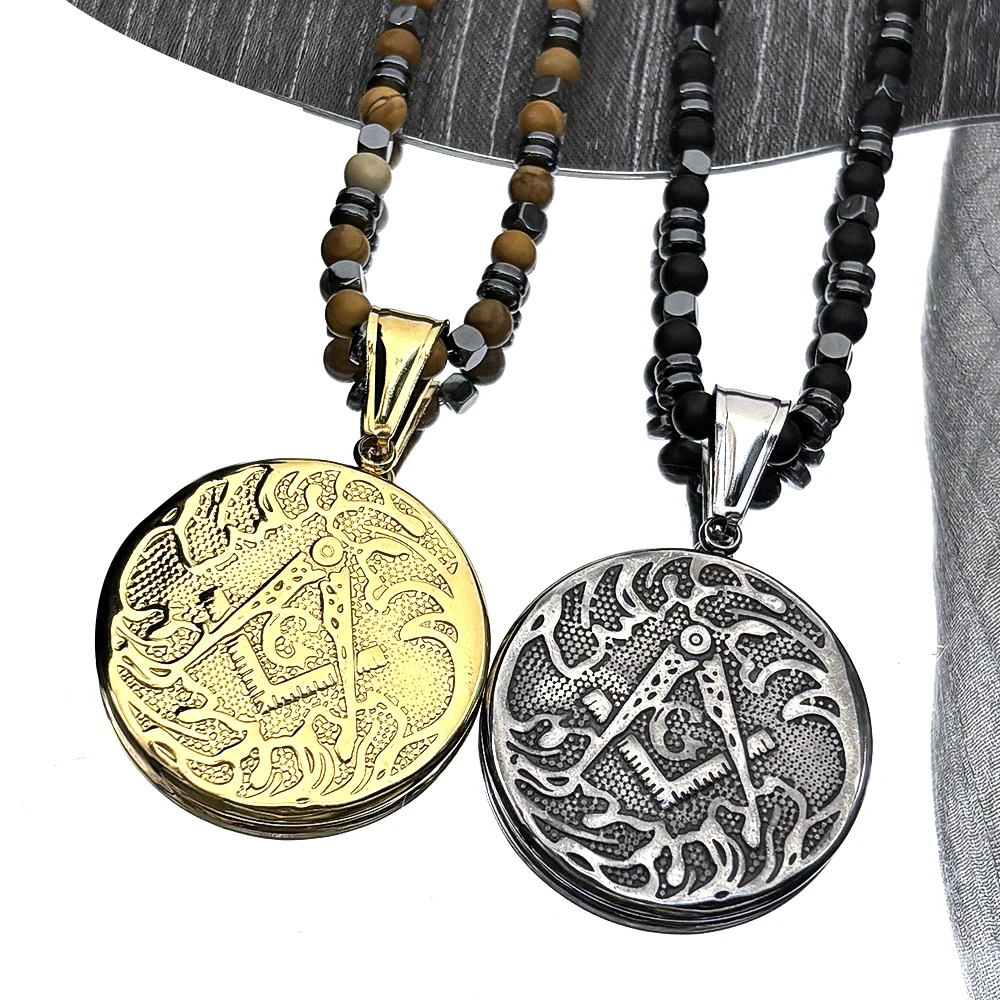

Mason Badge Freemasonry Chain For Women Men Stainless Steel Gold Color Reiki Healing Amulet Faith Goth Necklace Jewelry Gifts
