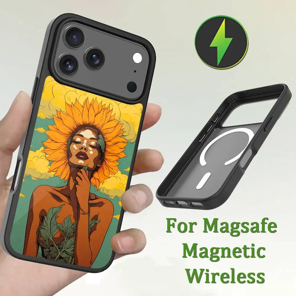 Casing Ponsel Seni Afrika Untuk iPhone 13,12,11,16,15,17,14,Pro,Max,Plus,Mini,Magsafe,Pengisian Daya Nirkabel Magnetik