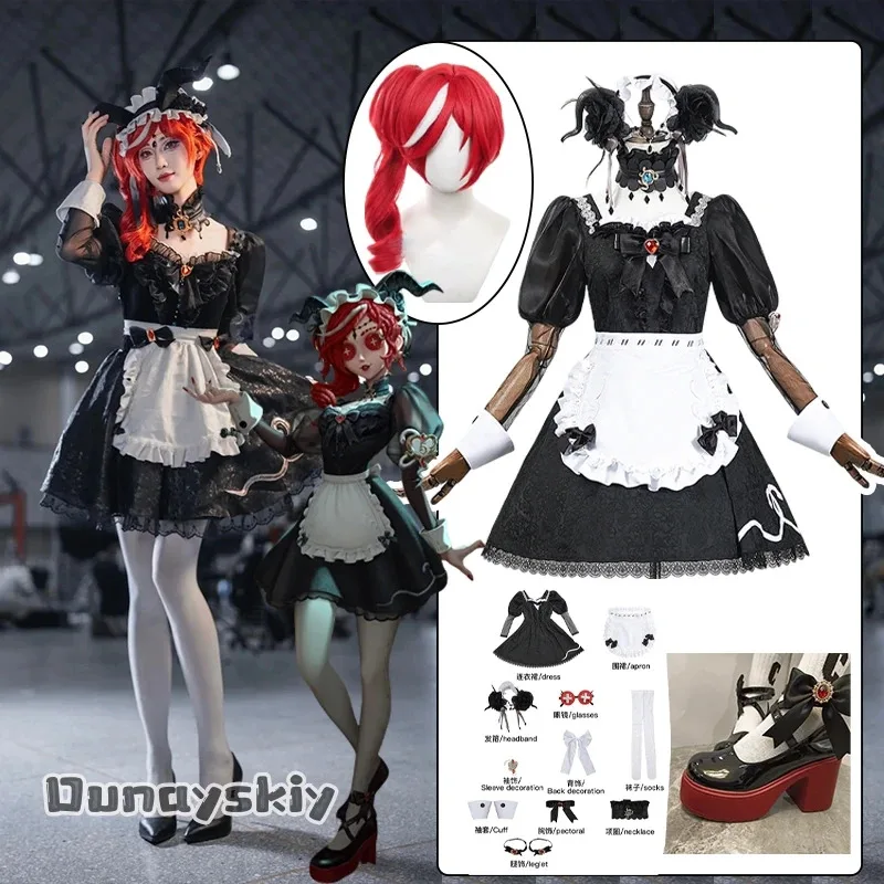 

XT8Identity V Crimson Priestess Cosplay Costume French Maid Lolita Skirt Women's Dresses Anime Outfits Wig Shoe Prop XT6@!