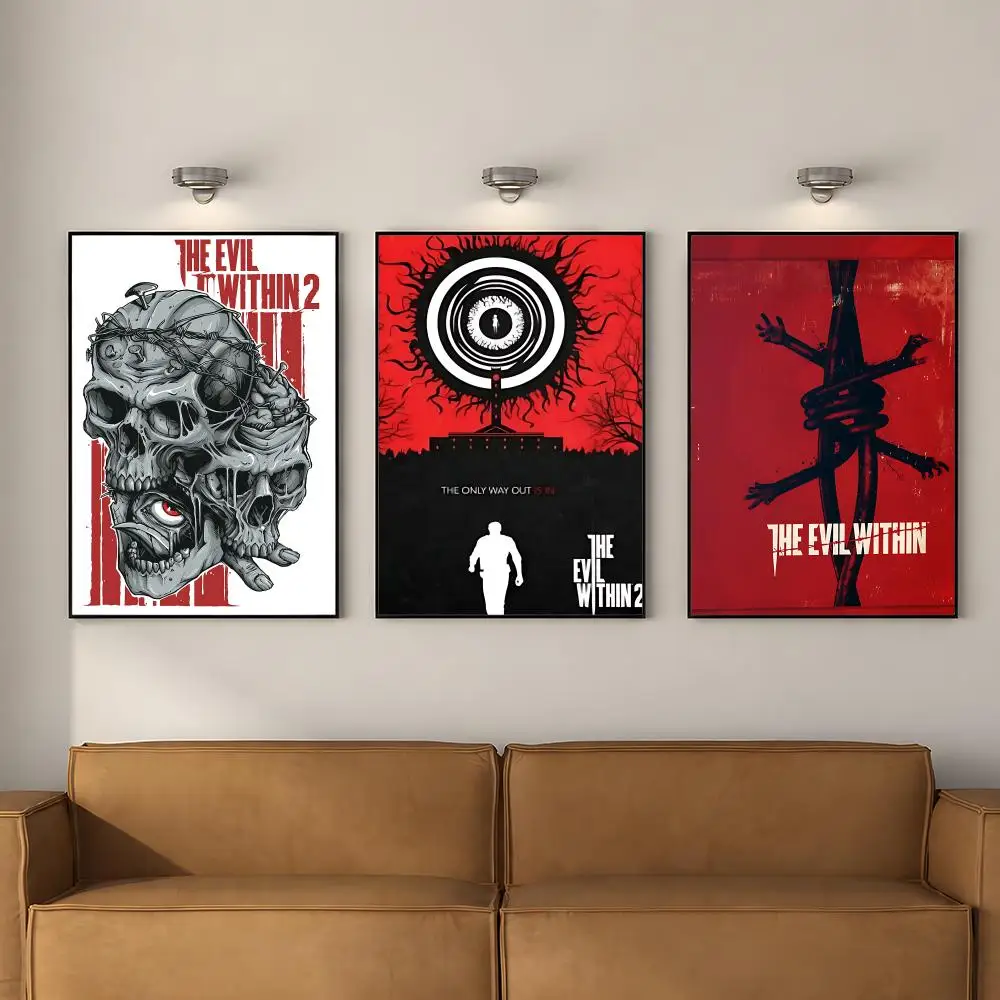 Video game The Evil Within Poster PP Self Adhesive Decorative Poster Waterproof Waterproof for Apartment Bedroom