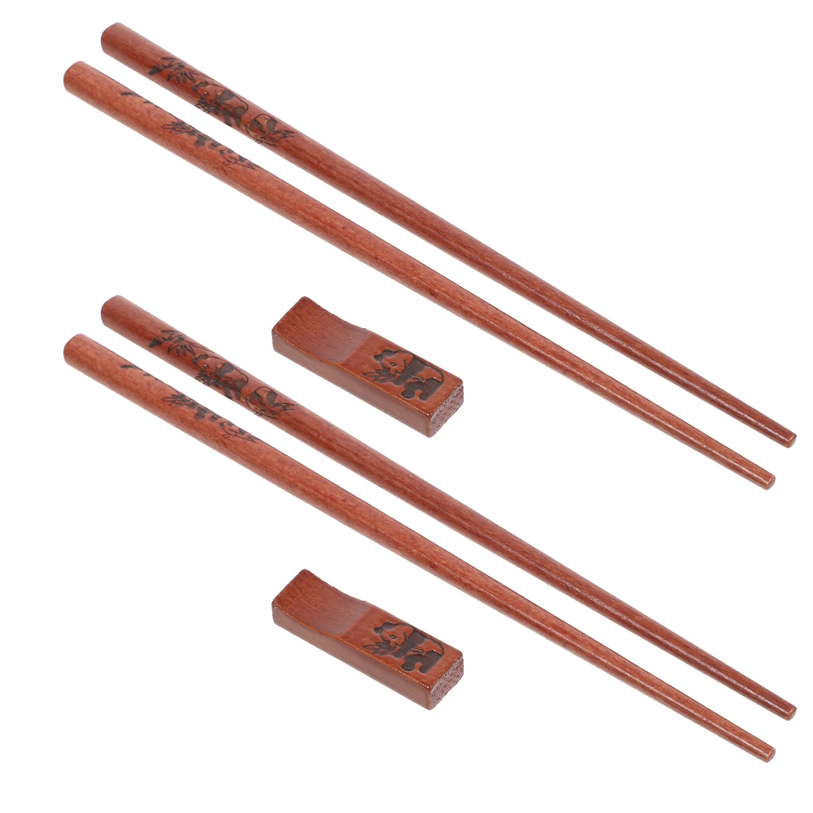 

2 Sets Panda Chopsticks Gift Box Asian Dinnerware Utensils Rest Chinese New Year Wooden