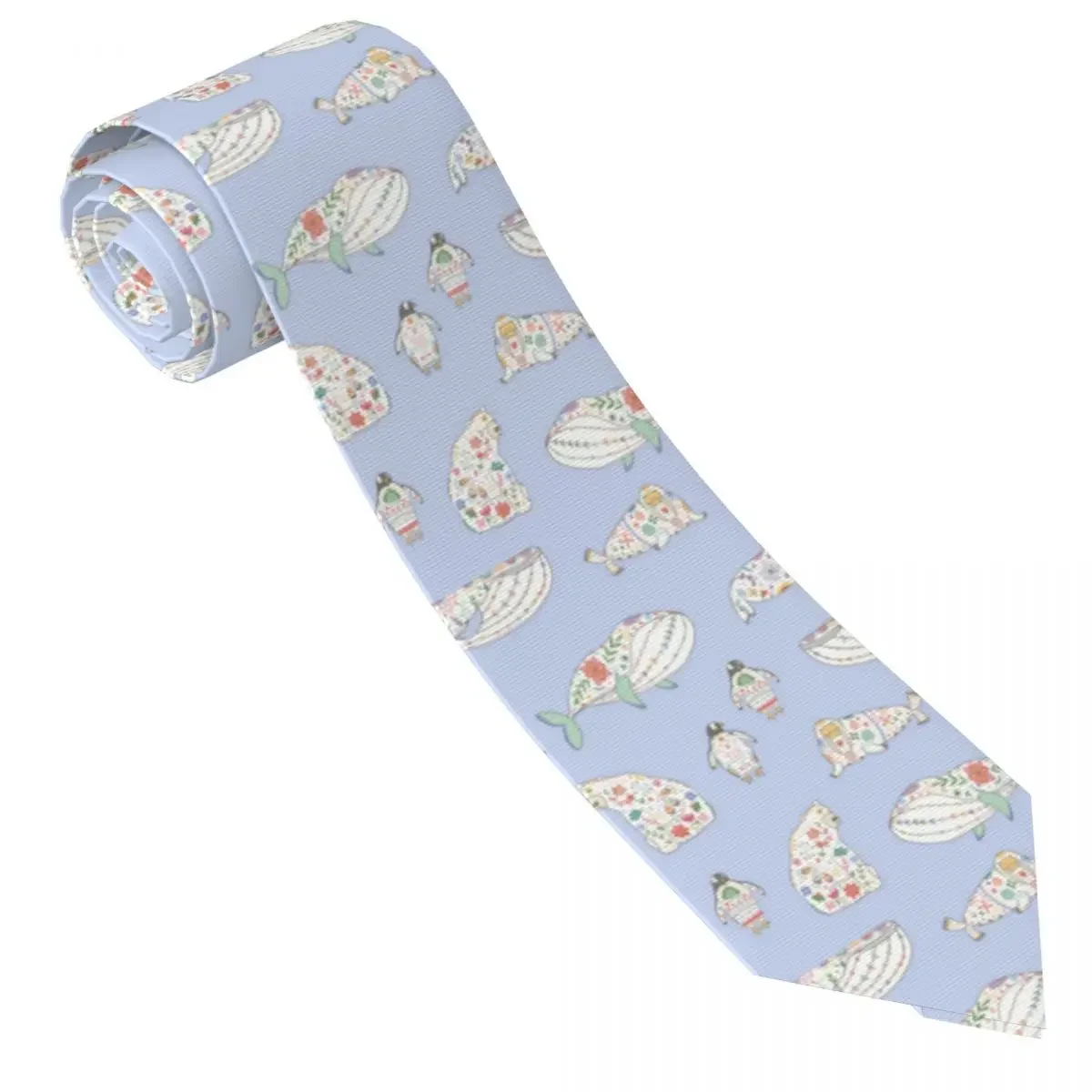 

Whales With Floral Tie Animals Cartoon Retro Trendy Neck Ties For Men Cosplay Party Quality Collar Tie Print Necktie Accessories