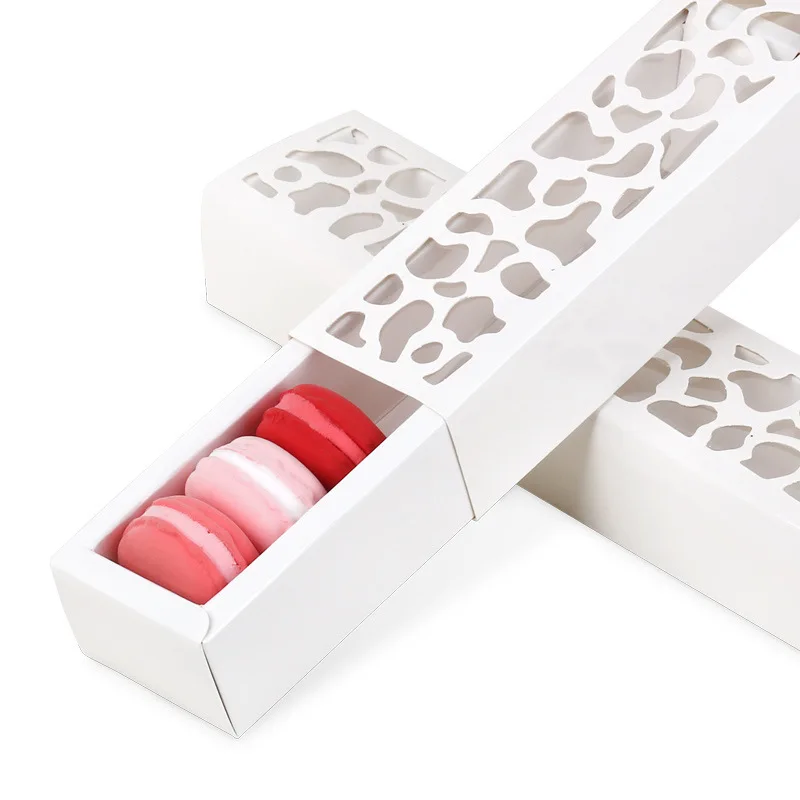 200pcs Hollow Long Macaron Cake Packaging Box Dessert Box Chocolate Biscuit Baking Packaging West Point Box