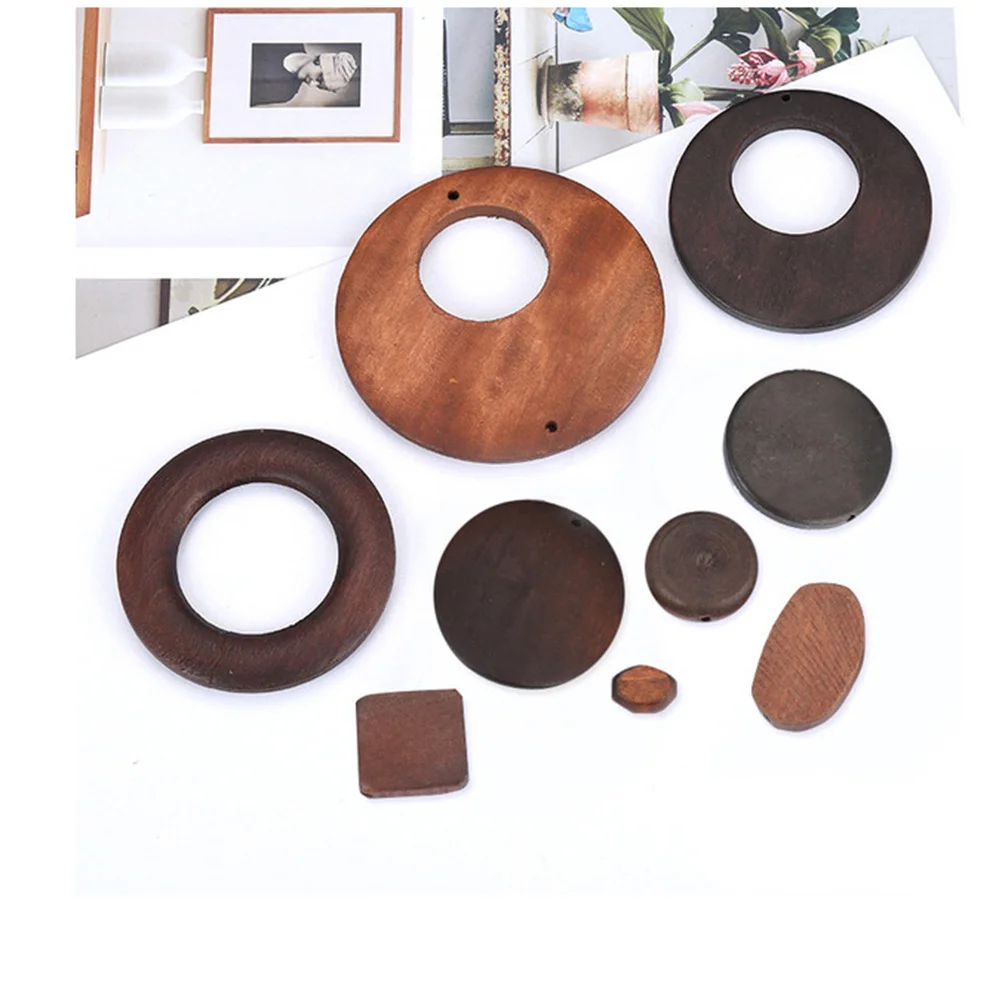 

20Pcs Wooden DIY Pendant Charms Creative Round Geometry Design Jewelry Making DIY Earrings Accessories Craft Supplies