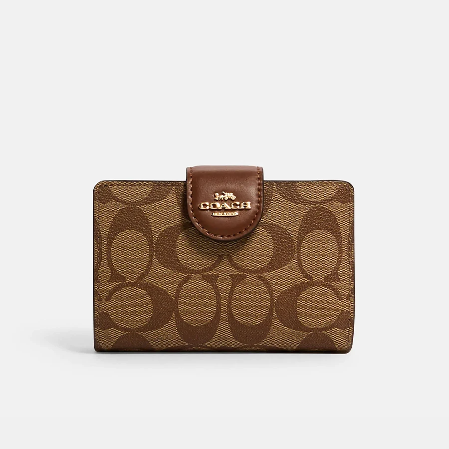 Coach Medium Corner Zip Wallet In Signature Canvas