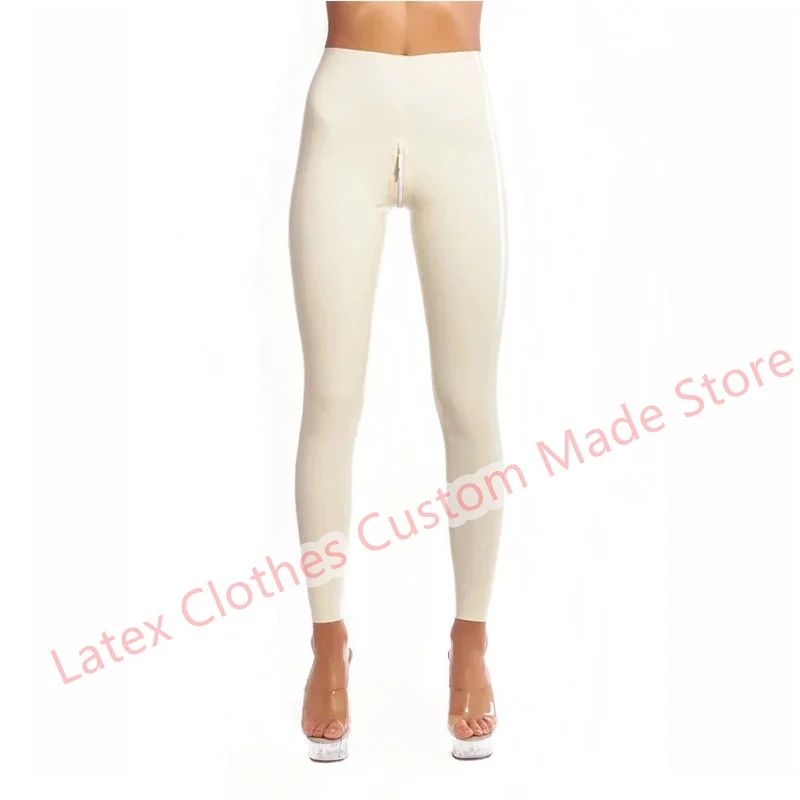 

White Pants Sexy Lingerie for Women Handmade Latex Pants Rubber Trousers Fetish Cosplay Costumes Customize