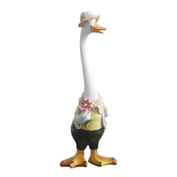 Resin Duck Family Member Statue Desktop Ornaments 3D Duck Standing Statue Handicrafts Christmas Gifts for Living Room TV Cabinet