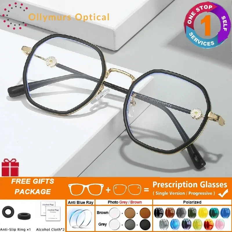 

Новые модные многоугольные фотохромные очки Ollymurs для женщин с прогрессивными линзами, для коррекции близорукости, чтения и использования на улице