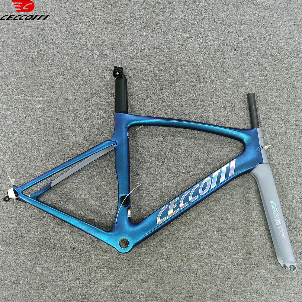Ceccotti Factory Road Bike Frame fit Max 700*28C tires V Brake Bicycle Frameset available   DIY color  Carbon Frame