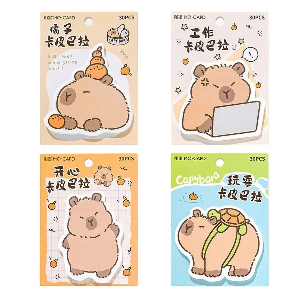 30Sheets Portable Capybara Sticky Notes Stationery Cartoon Notepad Notebook