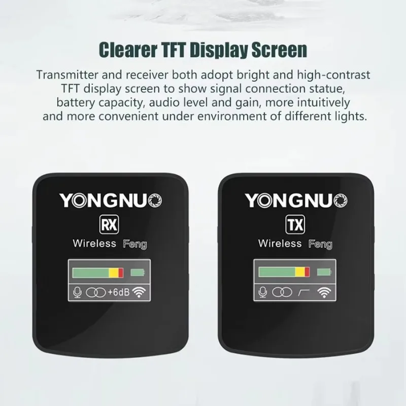 Feng 2,4G micrófono inalámbrico transmisor receptor micrófono Lavalier pantalla TFT enchufe de 3,5mm para cámara de teléfono inteligente portátil
