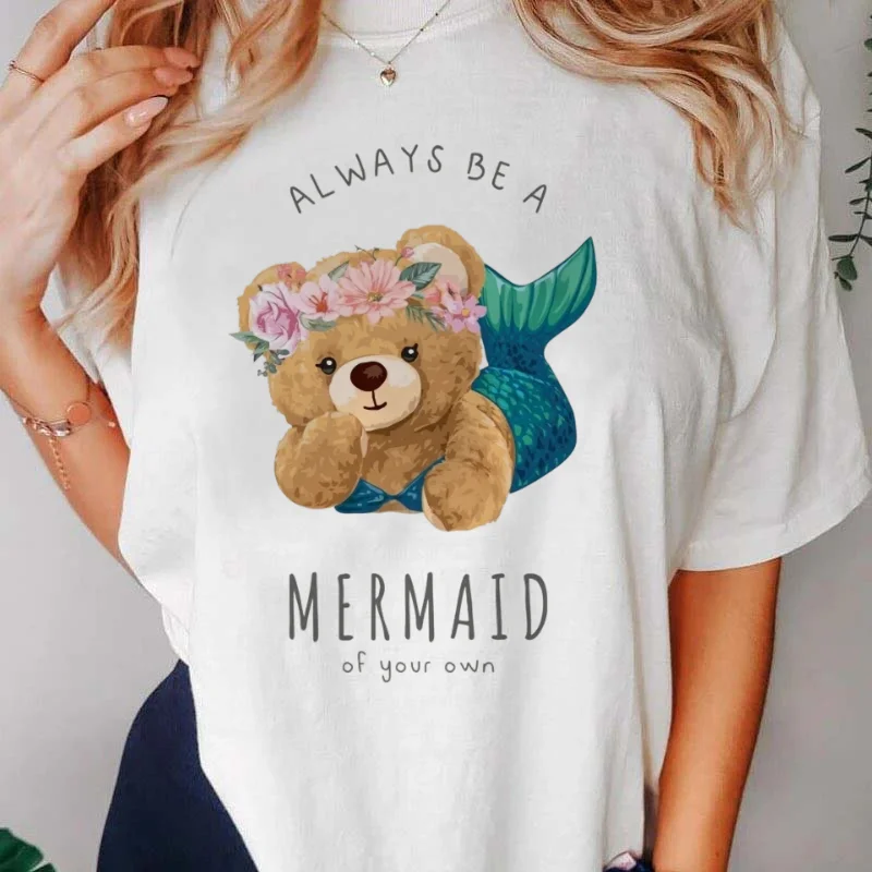 

Short Sleeved O-Neck 90s Cartoon Women's Casual Style Trendy Top T-Shirt Fashionable Clothing Printed Cute Pattern White T-Shirt