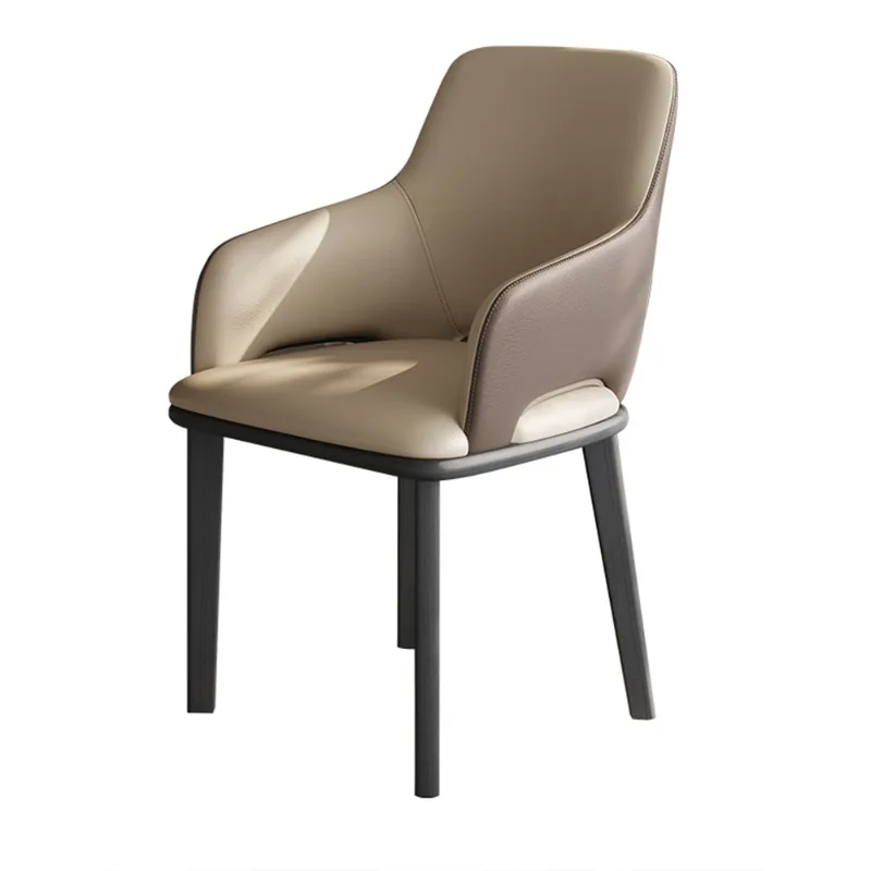 

Solid wood dining chair, Italian light luxury leather chair