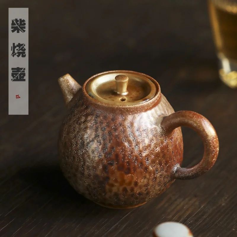 ★Jingdezhen Gold and Silver Color Firewood Roasted Dragon Egg Pot Teapot Non-Scald Handmade Clay Pot Teapot Antique