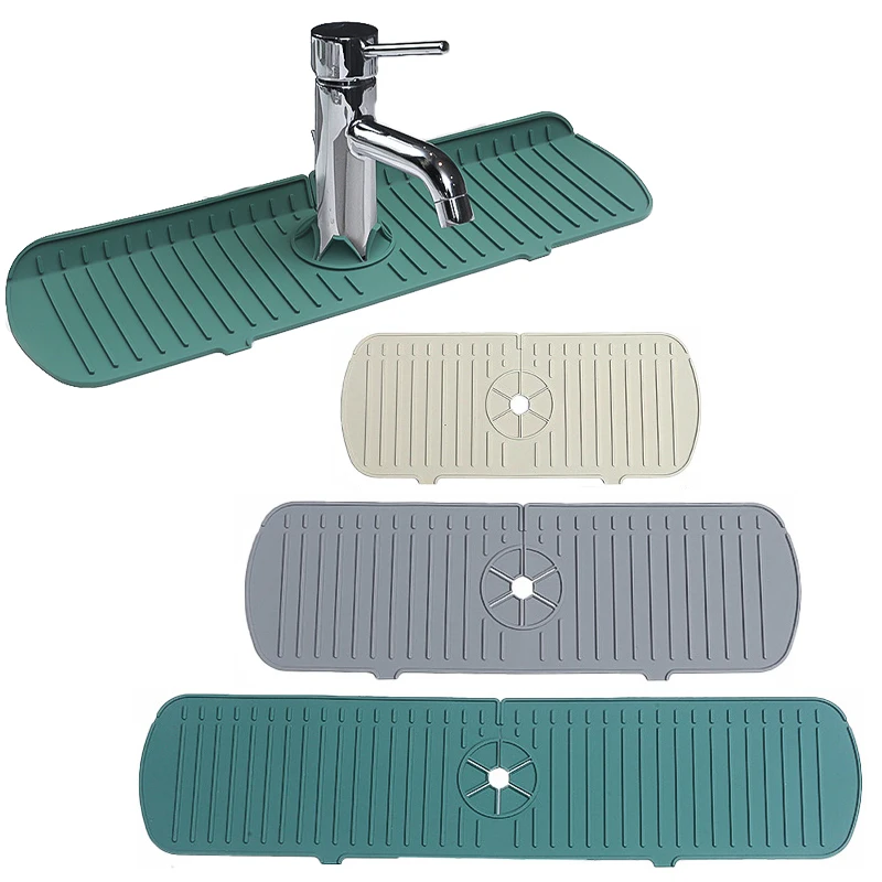 Kitchen Faucet Splash Pad Silicone Sink Faucet Splash Guard Mat Sponge Drain Rack Countertop Protector for Bath Kitchen Gadgets