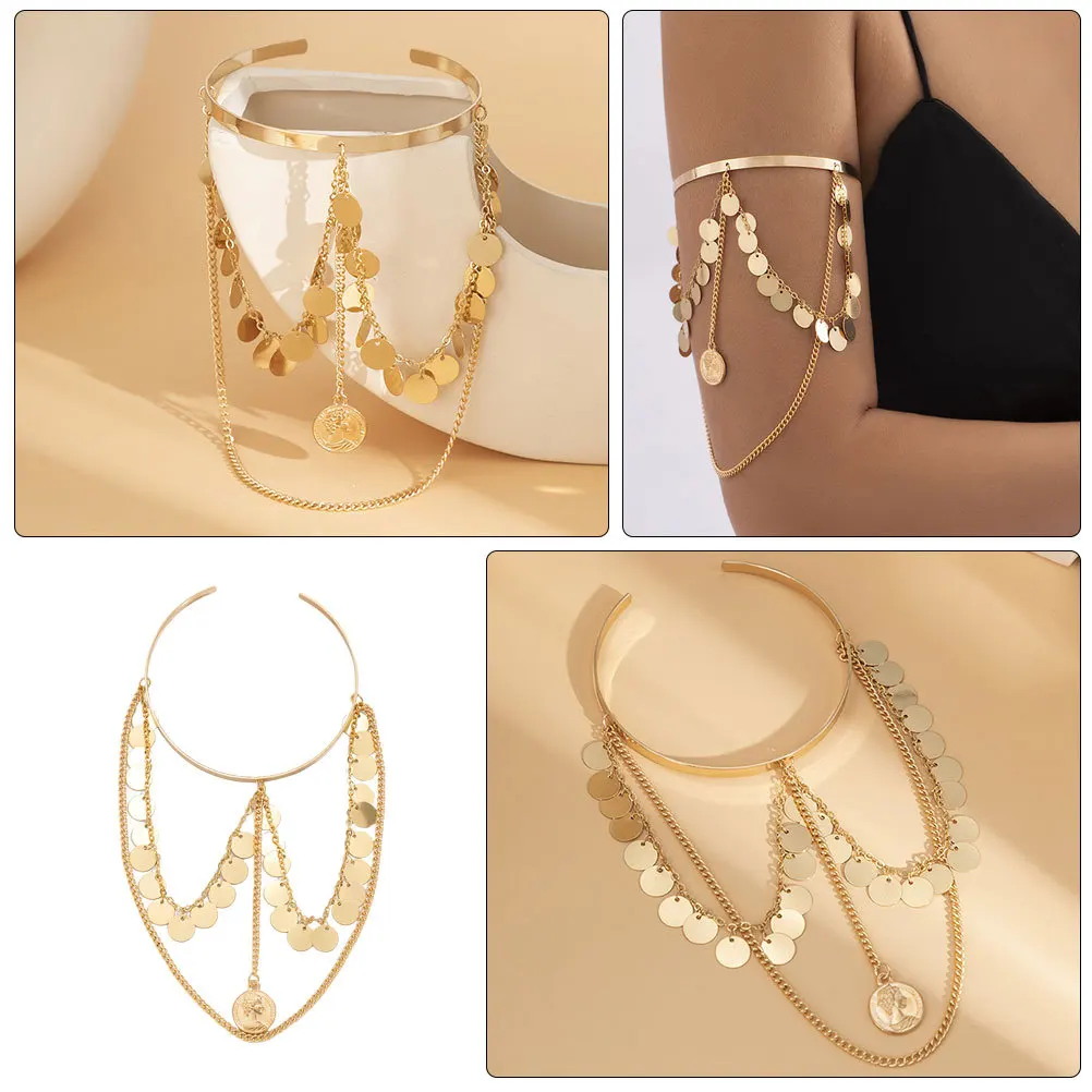 

Chic Metal Chain Arm Cuff Bracelet Adjustable Women Jewelry Bangle Arm Decoration Charm Cuff Armlet Charms Armlets