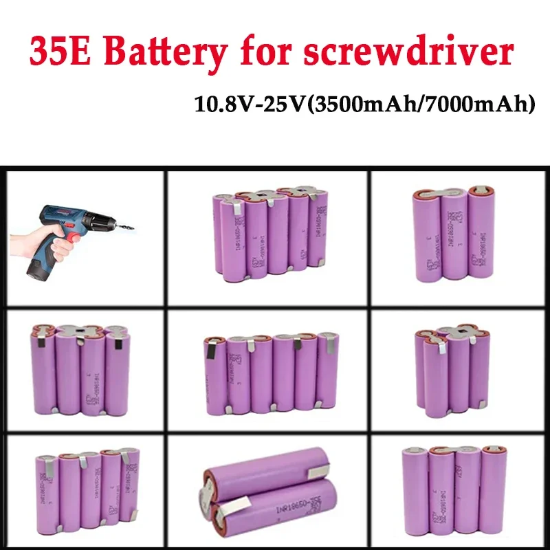 3S1P 3S2P 4S1P 4S2P 5S2P 6S1P 18650 Battery pack 12.6V 21V rechargeable battery Suitable for electric screwdrivers and drills