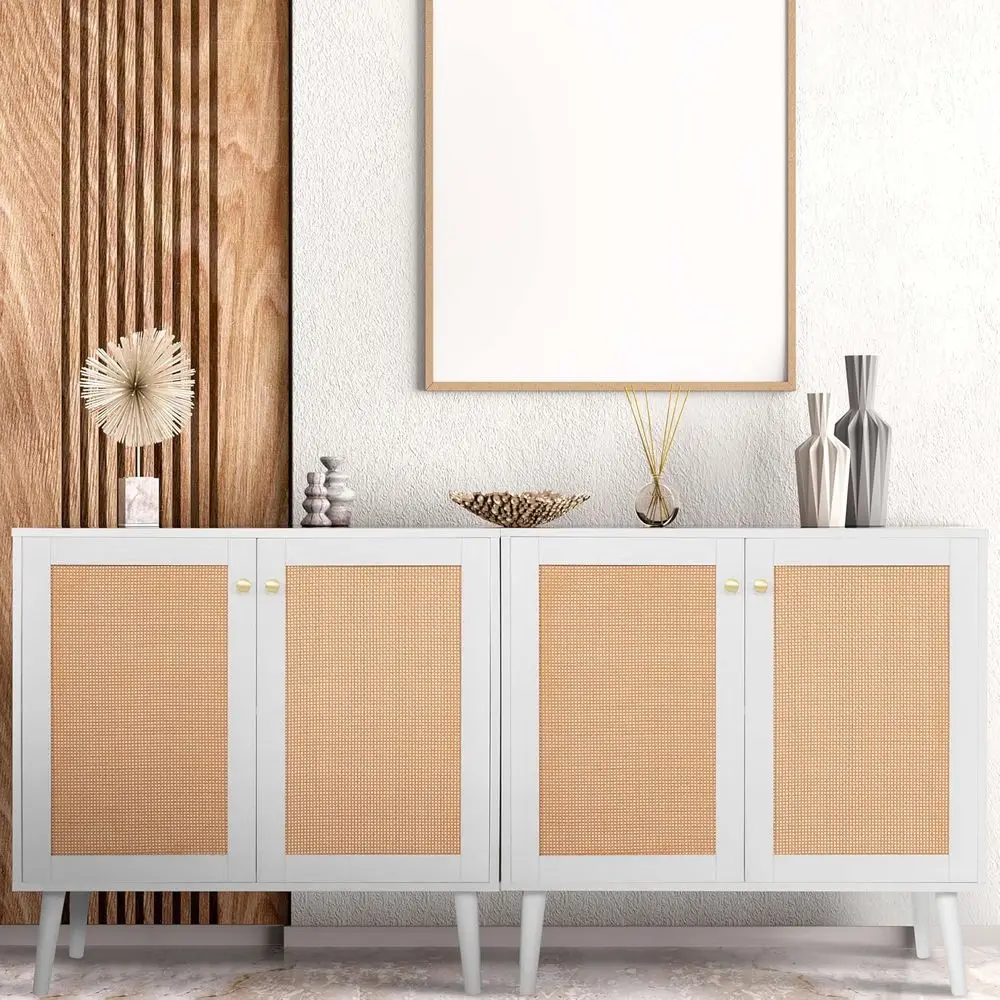 

Буфет Accent Sideboard Buet, шкаф для хранения в стиле бохо с ротанговыми элементами, кофейный столик с регулируемыми полками под дерево для столовой или кухни