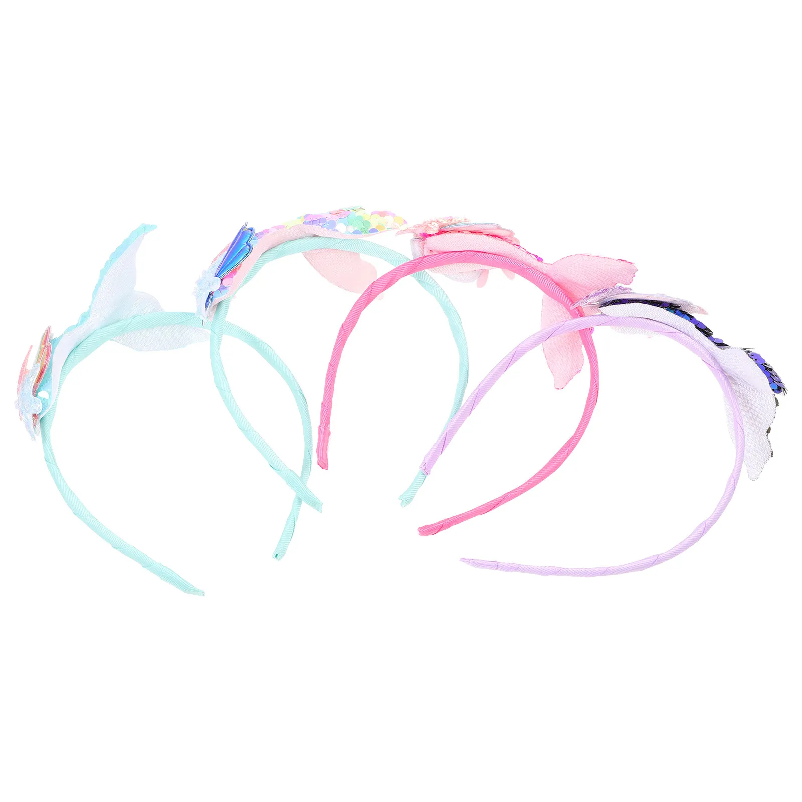 

4 шт. Детские повязки на голову с пайетками, повязки для волос в стиле русалки, аксессуары для вечеринок, украшения для волос для детей, костюм для косплея, милый головной убор