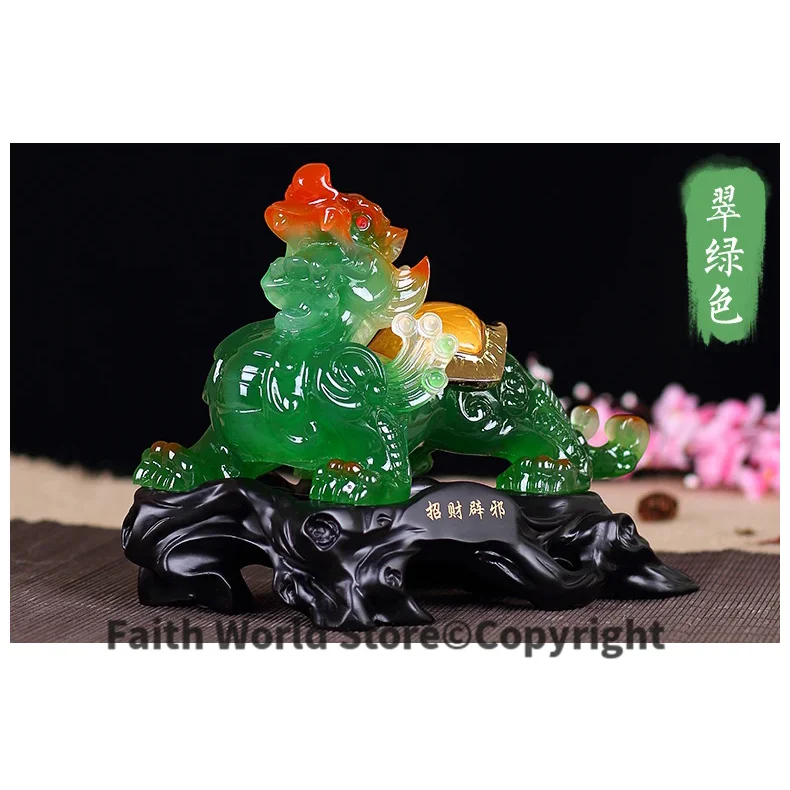 

32cm LARGE # office home lobby efficacious FENG SHUI Talisman Protection Money Drawing 3D crystal PI XIU Sculpture ART statue