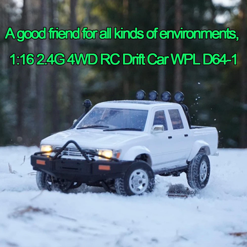 WPL  D64 D64-1 1/16 2.4G 4WD RC Crawler Car RTR Full Scale Electric Buggy LED Light Climbing Truck Car Kids Gift