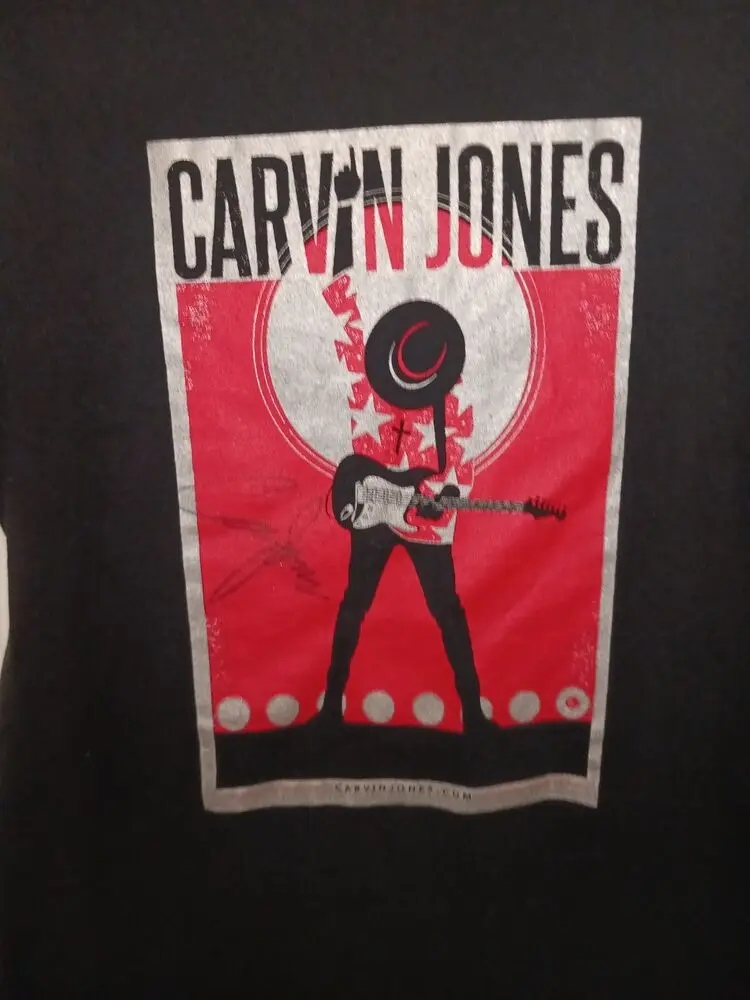 Rare Vintage Carvin Jones Shirt Blues Legend Size Large Black Signed Autographed