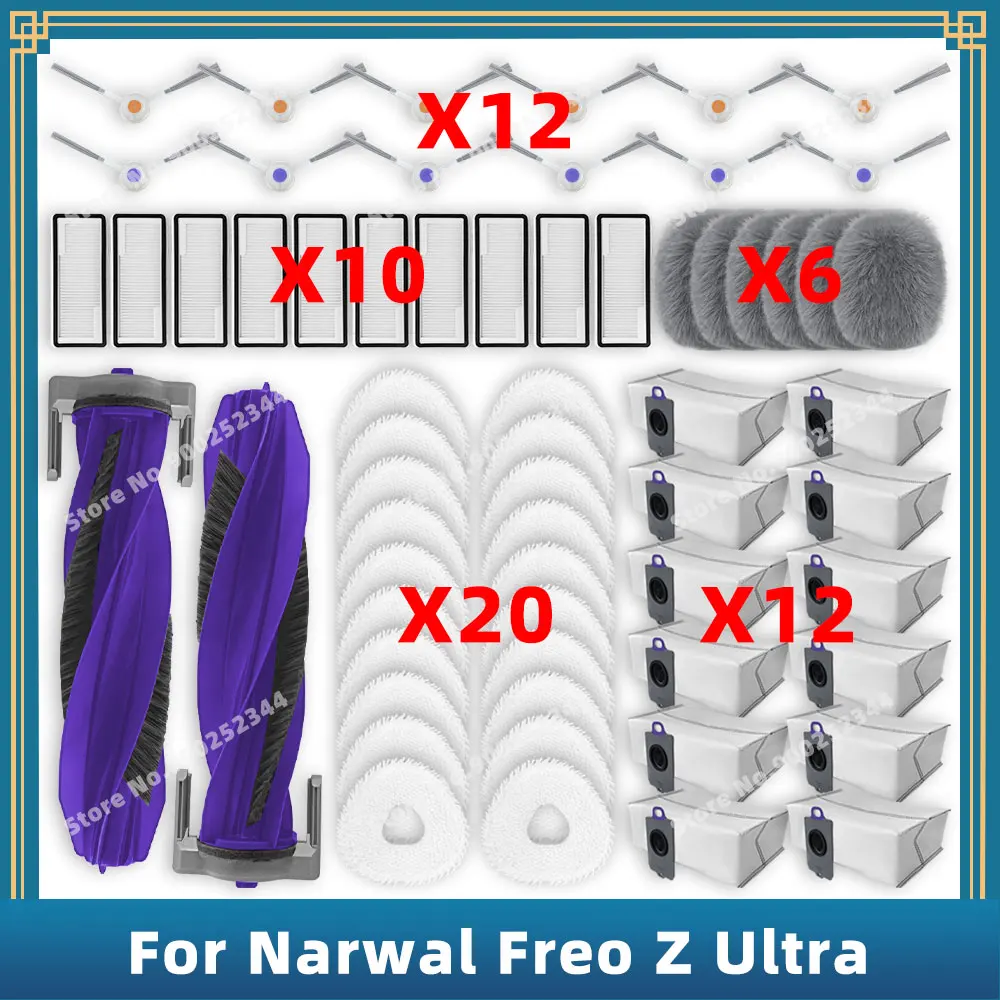 

Compatible For ( Narwal Freo Z Ultra ) Replacement Parts Accessories Main Side Brush Hepa Filter Mop Cloth Dust Bag