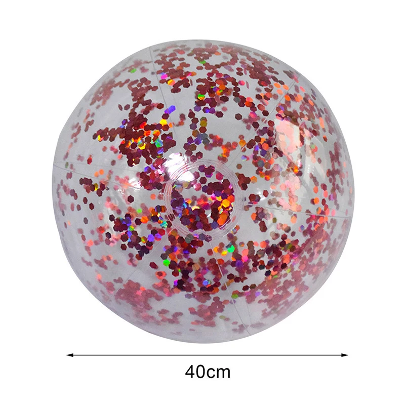 40cm inflável glitter bola de praia verão água jogar bolas de lantejoulas piscinas ao ar livre festa brinquedos para crianças adultos esportes aquáticos