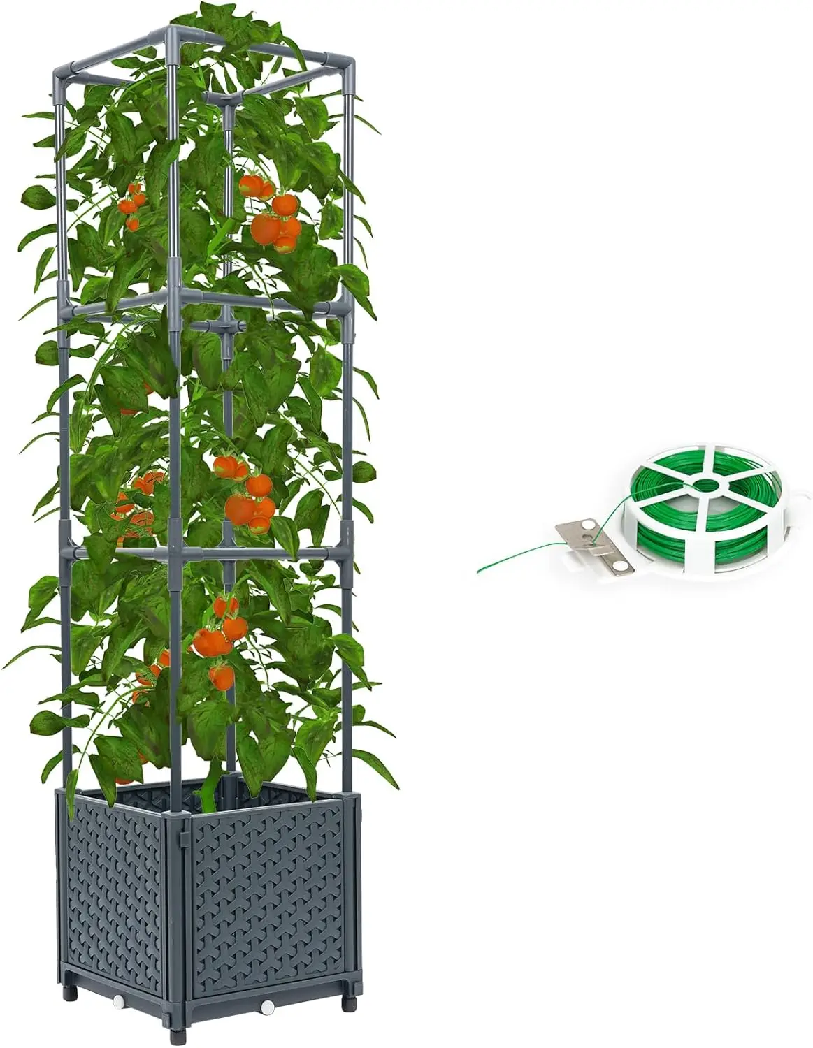

Tomato Planter with Trellis Cage Raised Garden Bed Planters Boxes with Tomato Plant Cages Support Self Watering Pots for Climbin