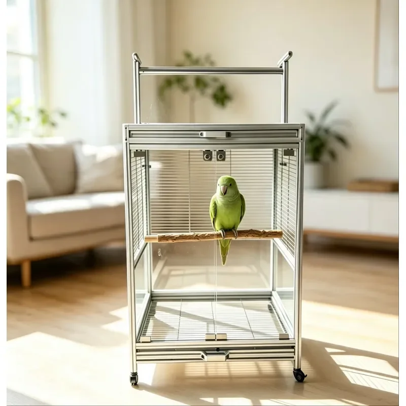 Multi Purpose Parrot Breeding Enclosure Stable 6063 T5 Aluminum Profile Structure and High Toughness Acrylic Parts for Pet