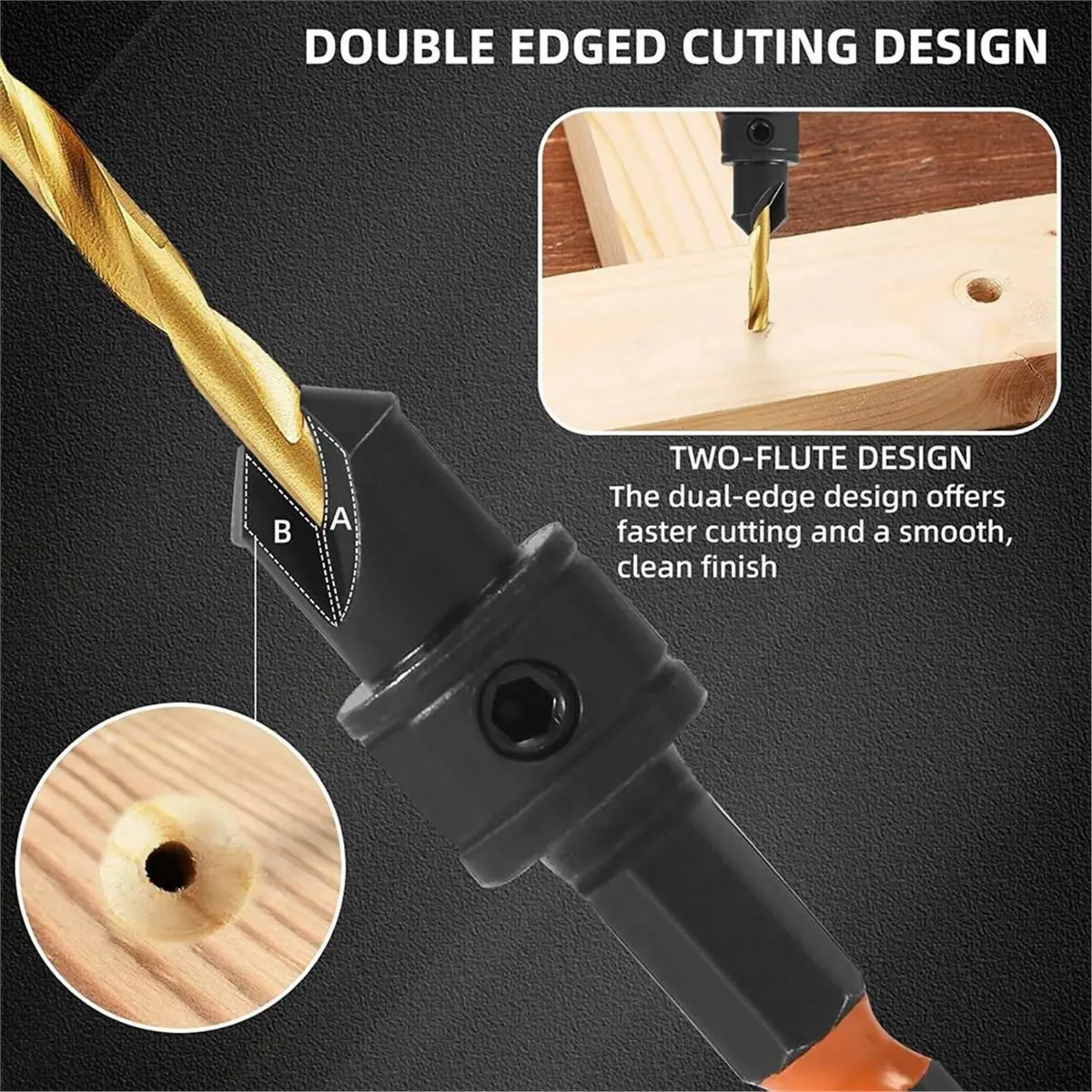 ~！【Best Seller】12Pc HSS Adjustable Countersunk Drill Bits for Woodworking, Sizes 4, 6, 8, 10, 12, WithMagnetic Extension Drill