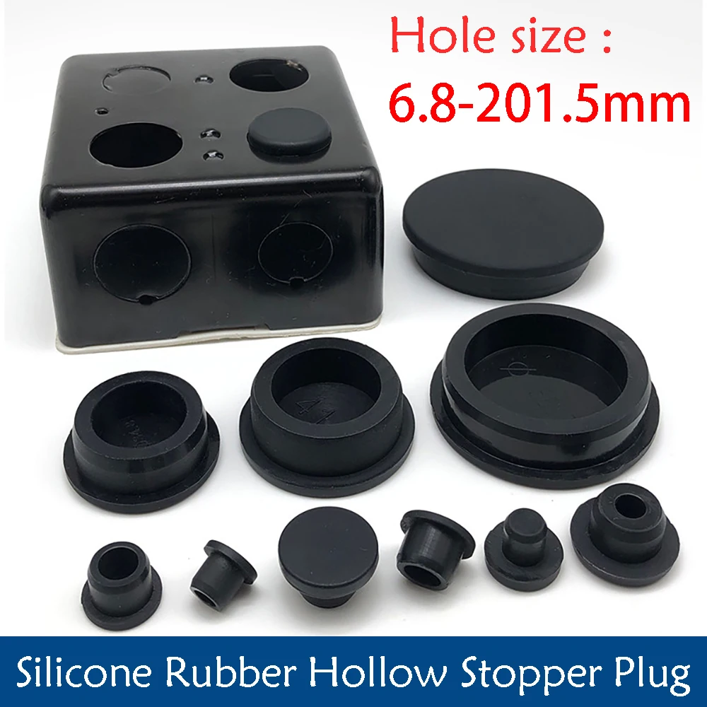 10-100Pcs Black Silicone Rubber Hollow Stopper Plug Sealing Hole Caps Dust Plugs Pipe Tube Inserts Bungs Blanking End Cap