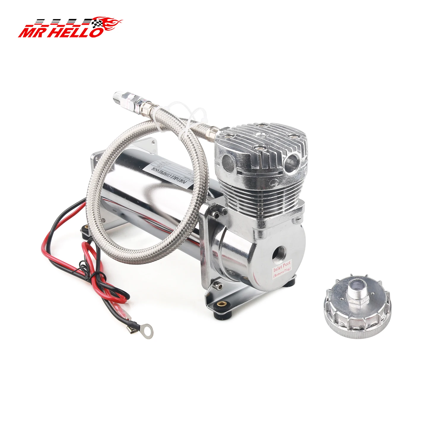 1/4 Npt 200PSI 480C 12V Luchtvering Compressor Pomp Kit Chroom ضاغط محمول