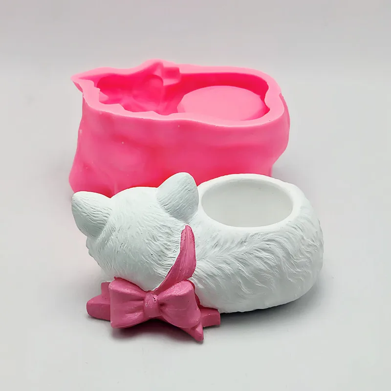 Cat Shape Flower Pot Mold DIY Vase Silicone Mold Home Desktop Plant Pot Making Mould Home Decor Ornaments Handmade