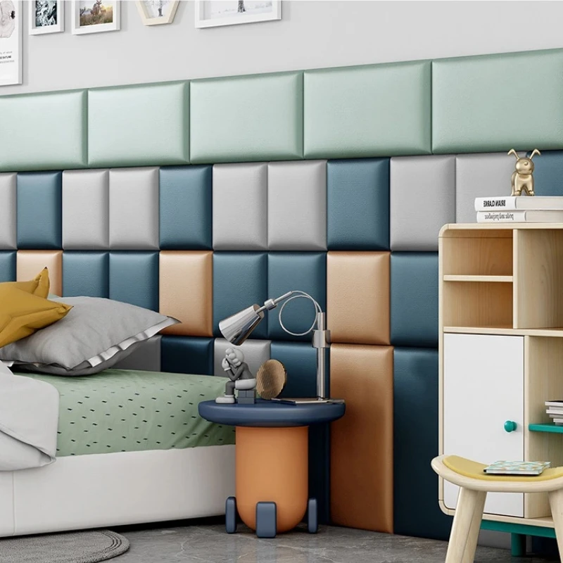 30cm Self adhesive Artificial Leather Headboard Tatami Wall Enclosure Soft Bag Bedside Crash Back Cushion Background Wall Decor