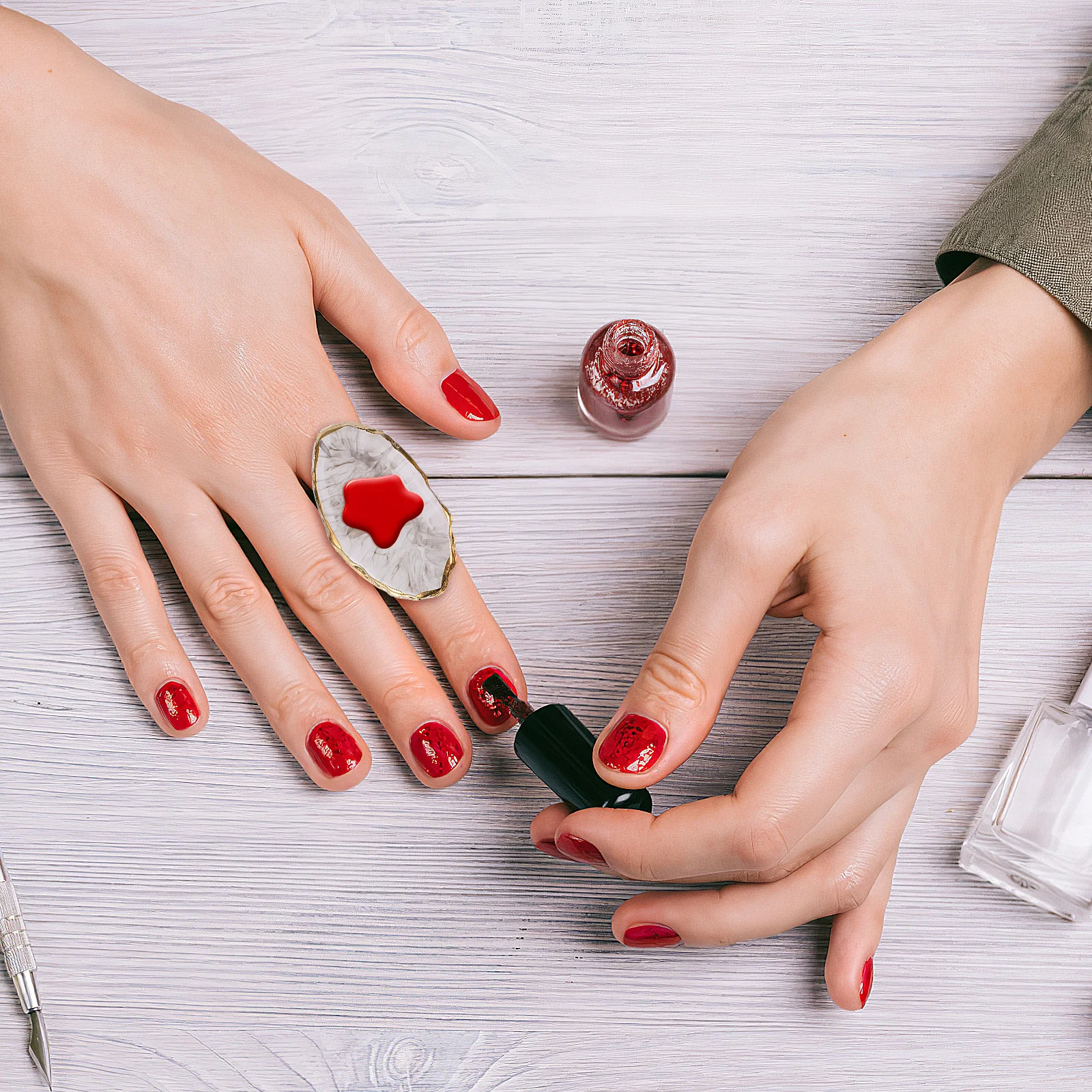 5 szt. Paleta Artystyczna z Żywicy do Manicure, Imitacja Agatu, Płytka do Mieszania Kolorów do Pigmentów, Pomadek, Podkładow, Manicure