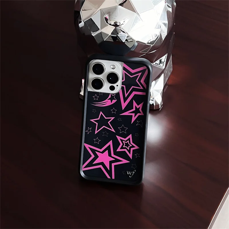 Wildflower 3D Girls high heels Grid Phone Case for iPhone 17 16 15 14 13 12 Pro Max Plus Checkered pattern Cute Cartoon Cover