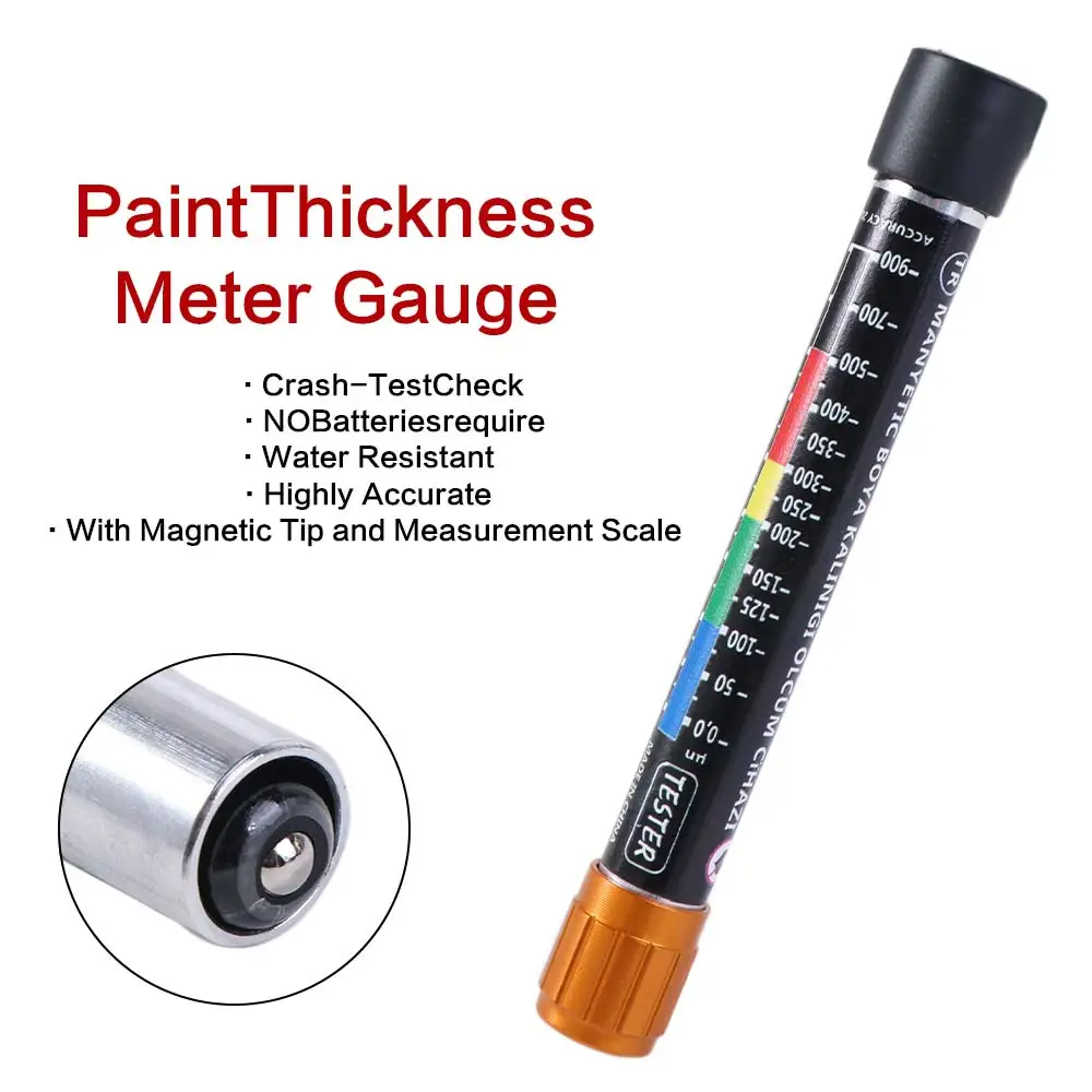 Plastic Car Paint Thickness Tester Pen Scale Indicator with Magnetic Tip Car Paint Coating Tester Meter Lak Test Bit