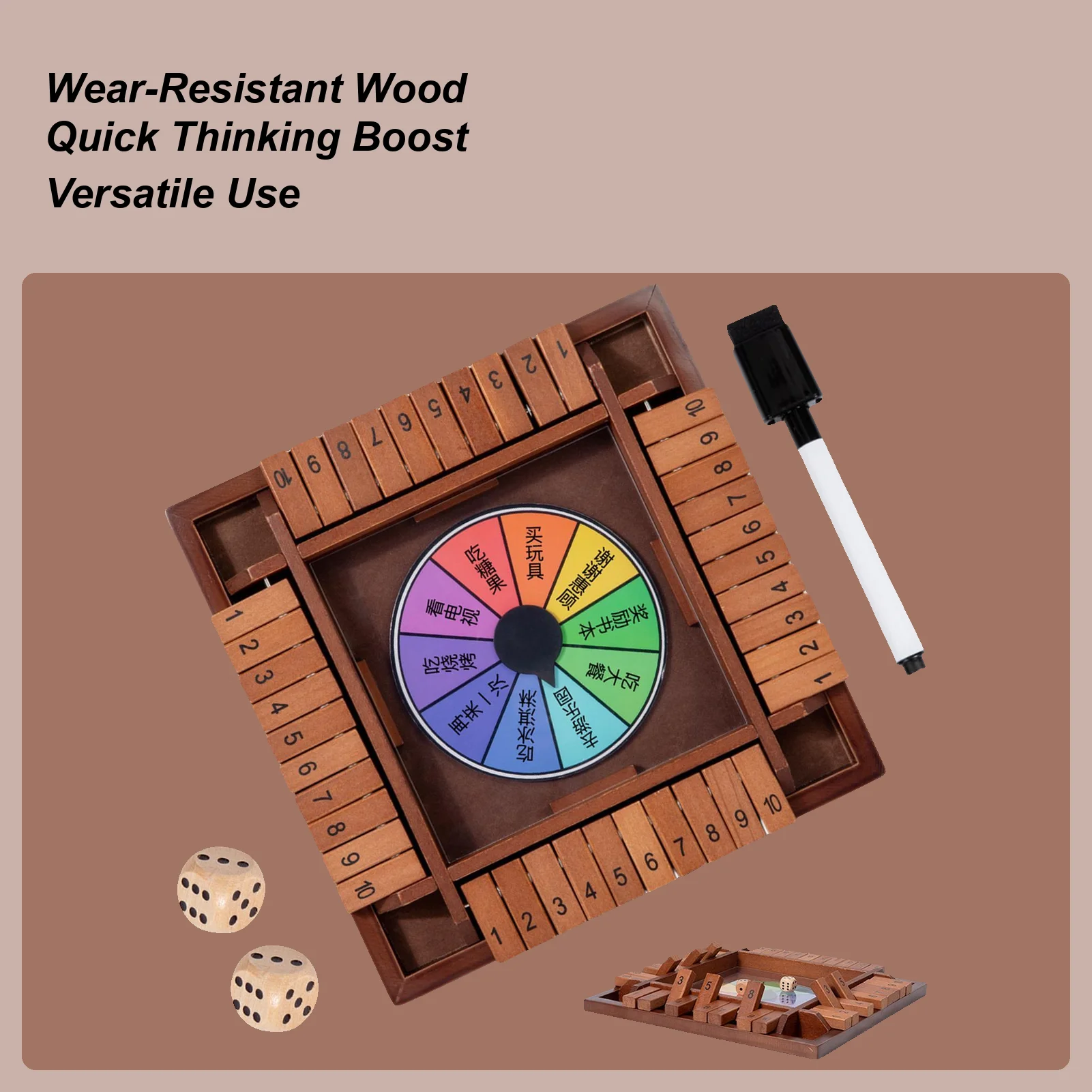 

Dice Games For Kids Wooden Close The Box Game Four-sided Educational Number Chess For Adult Child Home Family Bar Gathering