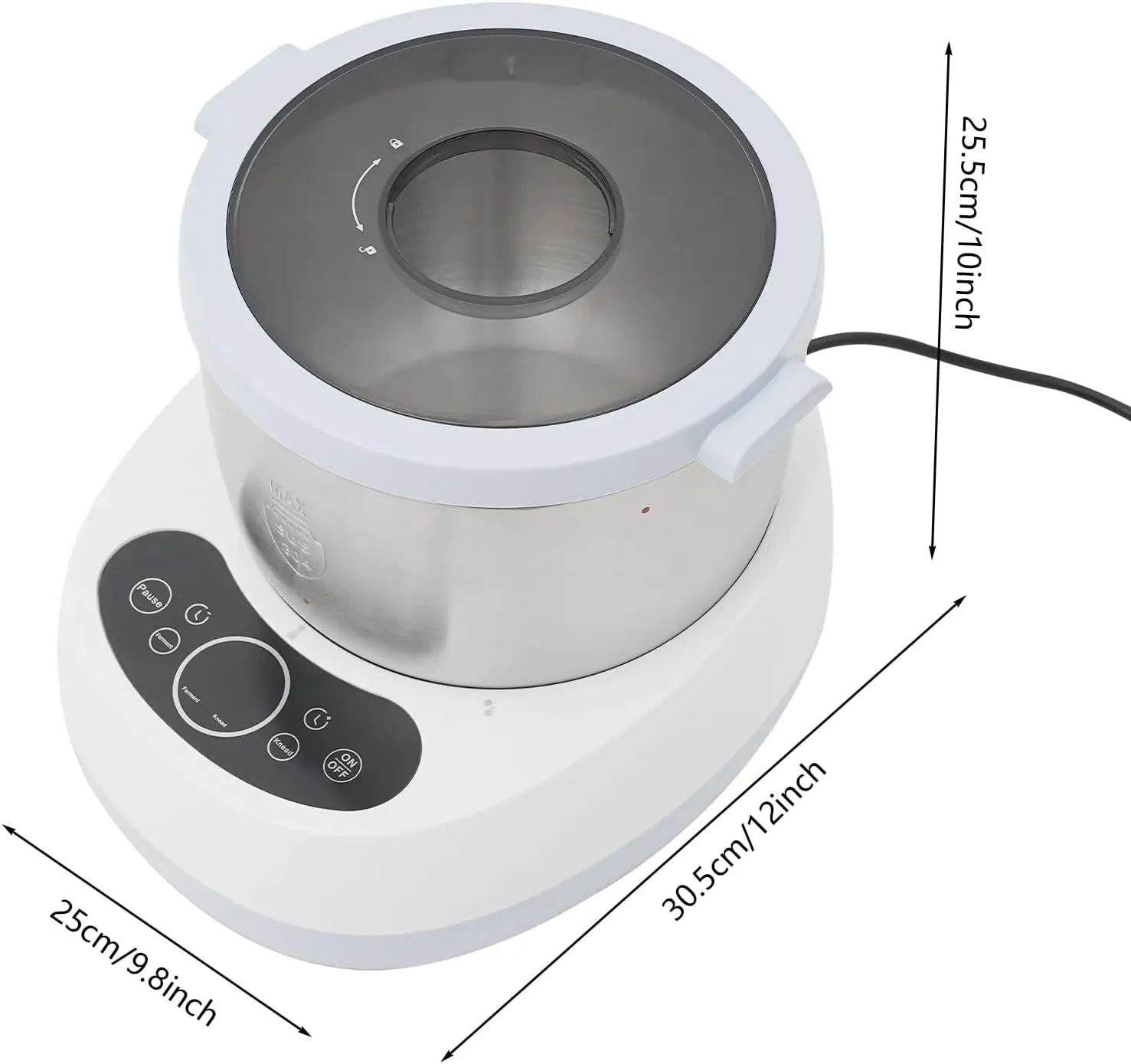 خلاط مطبخ كهربائي من الفولاذ المقاوم للصدأ سعة 5 لتر للاستخدام المنزلي مع وضع التخمير