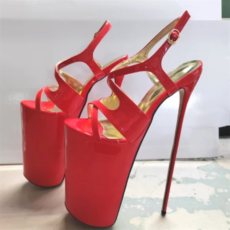 

Crossdresser Transgender Sandals Shallow Mouth Women Shoes 30cm Ultra Thin High-Heeled Steel Pipe Dance Pumps Buckle Stilettos